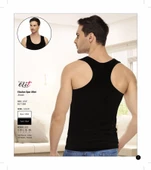 Tutku Elit Erkek Likralı Spor Askılı Atlet 1304 - 9 Adet  Siyah S thumbnail 4