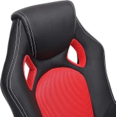 Songmics Yarış Sandalyesi, Ofis Sandalyesi, Oyun Sandalyesi, Yönetici Koltuğu, Döner Sandalye, Poliüretan, Siyah-Kırmızı, Obg56Br - 6