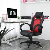 Songmics Yarış Sandalyesi, Ofis Sandalyesi, Oyun Sandalyesi, Yönetici Koltuğu, Döner Sandalye, Poliüretan, Siyah-Kırmızı, Obg56Br - 4