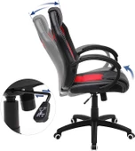 Songmics Yarış Sandalyesi, Ofis Sandalyesi, Oyun Sandalyesi, Yönetici Koltuğu, Döner Sandalye, Poliüretan, Siyah-Kırmızı, Obg56Br - 2