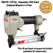 Omega Çivi Tabancası Döşeme Tabancası Hafif Başlı Havalı Çivi Çakma 10-32 mm - 1