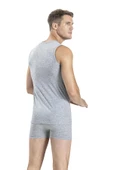 Jiber Erkek Sıfır Yaka Sıfır Kol Pamuklu Fanila Atlet 114 - 12 Adet  L Gri thumbnail 3