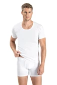 Jiber Erkek Pamuklu Bisiklet Yaka Fanila Atlet 103 - 12 Adet  Beyaz 2XL - 3