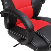 Songmics Yarış Sandalyesi, Ofis Sandalyesi, Oyun Sandalyesi, Yönetici Koltuğu, Döner Sandalye, Poliüretan, Siyah-Kırmızı, Obg56Br - 3