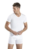 Jiber Erkek Pamuklu V Yaka Fanila Atlet 105 - 9 Adet  Beyaz M thumbnail 3