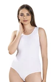 Jiber Kadın Geniş Askılı Kancalı Likralı Body 582 - 9 Adet  Beyaz M thumbnail 1