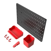 Plastik Delikli 7 Parçalı Organizer Siyah Kırmızı Çok Amaçlı Anahtarlık Pano Düzenleyici 40x28 cm - 6