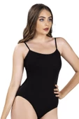 Jiber Kadın İp Askılı Kancalı Likralı Body 502 - 12 Adet  Siyah M thumbnail 3