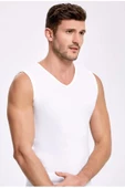 İlke Erkek V Yaka Kolsuz Badi Fanila Atlet 1008-1009 - 12 Adet  Beyaz M thumbnail 1