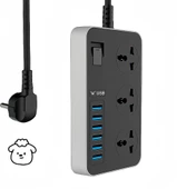 3000W Güç Şeridi Dalgalanma Koruyucusu 3 AC Çıkışları ve 6 USB Şarj Portu  Akım Korumalı Grup Priz - 1