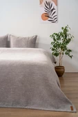 Aya Peluş Gri Çift Kişilik Jakarlı Deluxe Uyku Seti 3 Parça Yatak Örtüsü Seti - 1