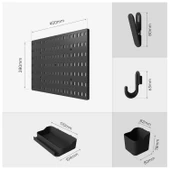 Plastik Delikli 7 Parçalı Organizer Siyah Renk Çok Amaçlı Anahtarlık Pano Düzenleyici 40x28 cm - 3