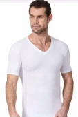 Namaldi Erkek Premier V Yaka Likralı Fanila Atlet 182 - 6 Adet  Beyaz L thumbnail 1