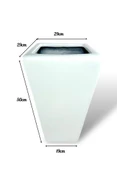 Nettenevime Fiber Saksı Beyaz Konik Vazo Dekoratif Saksı Fiberglas 29*50*19cm - 2
