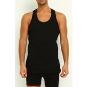 2'Li Yıldız 375-376-377 Erkek Likralı Rambo Atlet  Siyah L thumbnail 1