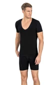 Jiber Erkek Pamuk'lu Likralı V Yaka Fanila Atlet 213 - 3 Adet  Siyah S thumbnail 1