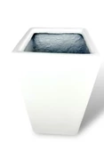 Nettenevime Fiber Saksı Beyaz Dik Dörtgen Vazo Dekoratif Saksı Fiberglas 25*25*50cm - 2