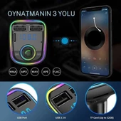 Cosmostech Car C2 Araç Fm Transmitter 5.3 Bluetooth Araç Kiti Hızlı Şarj Qc 3.1 Çift USB ve TYPE-C Mp3 Sd Kart Çakmaklık Girişli Oto Müzik Çalar - 5