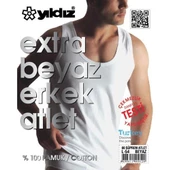 6'Lı Yıldız 00 Erkek Süprem Atlet Yüzde %100 Pamuklu  Beyaz M thumbnail 2