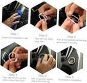 Parıldayan Kristal Taşlı Motor Başlatma Yüzüğü - Alaşımlı Anahtar Ateşleme Düğmesi Çıkartması, Kadınlar için Şık Araba İç Aksesuarı - 3