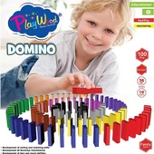 Playwood Renkli Ahşap Domino 100 Parça - 1