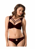 Le Jardin 5010 Silikonlu Taşlı Sütyen Takım  Bordo 80B thumbnail 1