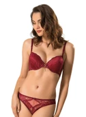 LE JARDİN 5040 CYBELE BRA SİLİKONLU TAŞLI SÜTYEN TAKIM  Bordo 90B - 1