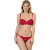 Le Jardin 5050 Brode Kap Silikonlu Sütyen Takımı  Bordo 85B thumbnail 1