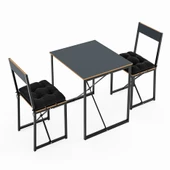 Eportatif Mutfak Masası Minderli 2 Kişilik Balkon Masa Takımı Füme 1494 thumbnail 6