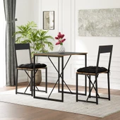 Eportatif Mutfak Masası Minderli 2 Kişilik Balkon Masa Takımı Füme 1494 thumbnail 1