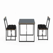 Eportatif Mutfak Masası Minderli 2 Kişilik Balkon Masa Takımı Füme 1494 thumbnail 7