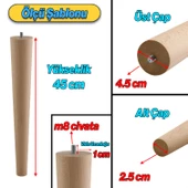 4'lü Ahşap Sehpa Ayak Takımı 45 cm Zigon Puf Tabure Ayağı Masa Ayakları Açılı Bağlantı Aparatı Dahil - 2