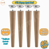 4'lü Ahşap Sehpa Ayak Takımı 45 cm Zigon Puf Tabure Ayağı Masa Ayakları Açılı Bağlantı Aparatı Dahil - 1