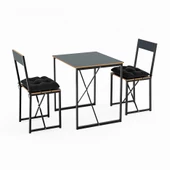 Eportatif Mutfak Masası Minderli 2 Kişilik Balkon Masa Takımı Füme 1494 thumbnail 5