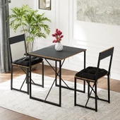 Eportatif Mutfak Masası Minderli 2 Kişilik Balkon Masa Takımı Füme 1494 thumbnail 2