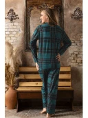 Sude Kadın  Önden Düğmeli Süet Pijama Takımı P200/390 - 1 Adet  M Yeşil - 3