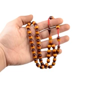 Özel Seri Sürmeli Sistem Püsküllü 12x9 mm Kapsül Kesim Sıkma Kehribar Tesbih thumbnail 2