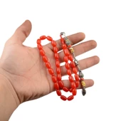 Özel Seri Kapsül Kesim Gümüş Püsküllü 11x8 mm Sıkma Kehribar Tesbih thumbnail 2