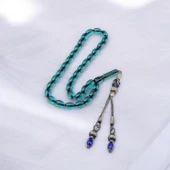 Özel Seri 1000 Ayar Kazaziye Gümüş Püsküllü 11x8 mm Arpa Kesim Ateş Kehribar Tesbih thumbnail 1