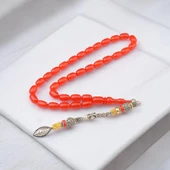 Özel Seri Kapsül Kesim Gümüş Püsküllü 11x8 mm Sıkma Kehribar Tesbih thumbnail 1