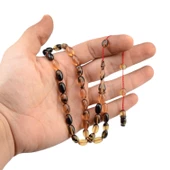 Özel Seri İmzalı Sistem Püsküllü 11x7 mm Kapsül Kesim Ateş Kehribar Tesbih thumbnail 2