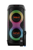 Powerway DUO XL Taşınabilir Mikrofonlu 20x2 W Karaoke Ses Kayıt Bluetooth Hoparlör Led Işıklı - 1