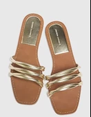 Pull & Bear Kadın Altın Bantlı Düz Sandalet - 5