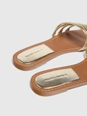 Pull & Bear Kadın Altın Bantlı Düz Sandalet - 4