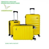Vegmann Tartılı Scadel Sarı 3 lü Valiz Seti - 1