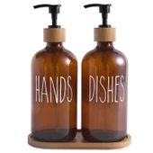 Mien 2 li Amber Bambu Standlı Hands&dishes Sıvı Sabunluk Seti 2069701-O - 2