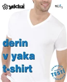 3'Lü Yıldız 355-356 Erkek Derin V Yaka Kısa Kollu T-Shirt  Beyaz S thumbnail 2
