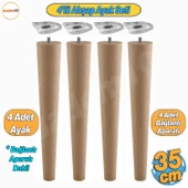 4'lü Ahşap Sehpa Ayak Takımı 35 cm Zigon Puf Tabure Ayağı Masa Ayakları Açılı Bağlantı Aparatı Dahil - 1