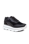 Flet 103 Deri Trend Fashion Kadın Sneakers Ayakkabı Siyah Beyaz - 1