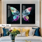 Magic Home Soria 2'li Kelebek 50 x 70 Pembe Mavi  Tablo 032 - 1